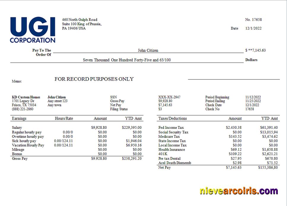 USA energy company employee sheet